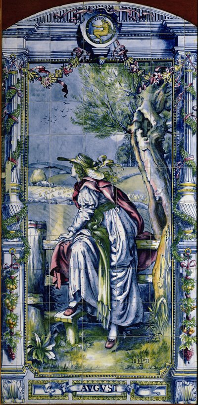 August, aus einer Serie von Fliesenpaneelen für die niederländische Küche, 1867-8 von Edward John Poynter