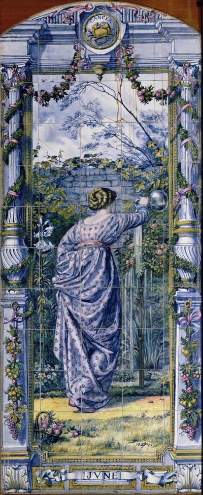 Juni, aus einer Serie von Fliesenpaneelen für die niederländische Küche, 1867-68 von Edward John Poynter