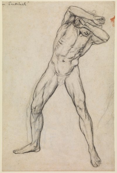 Studie eines männlichen Aktes für "Treu bis in den Tod", recto, ca. 1865 von Edward John Poynter