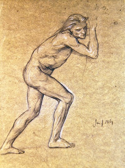 Studie eines männlichen Aktes für Die Rückkehr des Verlorenen Sohnes, 1869 von Edward John Poynter