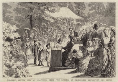 Kinderblumenschau im Grosvenor House, die Herzogin von Westminster verteilt die Preise von Edward Killingworth Johnson