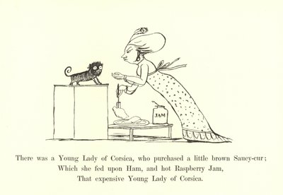 Es war eine junge Dame aus Korsika, die einen kleinen braunen Saucy-cur kaufte von Edward Lear
