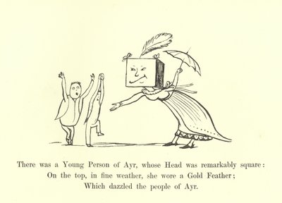 Es war eine junge Person aus Ayr, deren Kopf bemerkenswert quadratisch war von Edward Lear