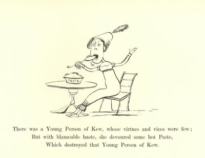 Es war eine junge Person aus Kew, deren Tugenden und Laster waren wenige von Edward Lear