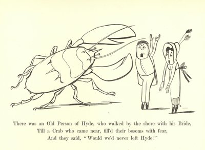 Es war eine alte Person aus Hyde, die am Ufer mit ihrer Braut spazieren ging von Edward Lear