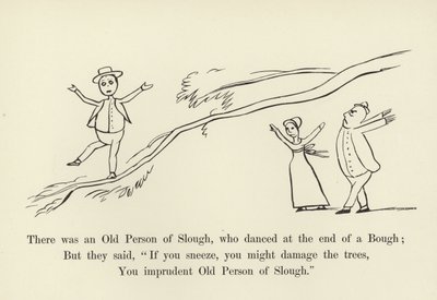 Es war eine alte Person aus Slough, die am Ende eines Astes tanzte von Edward Lear