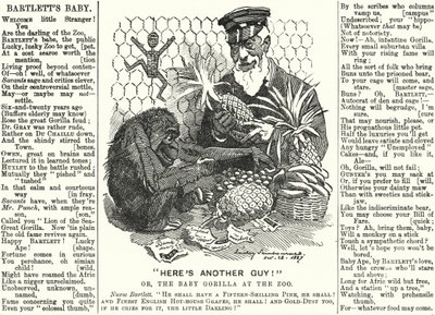 Abraham Dee Bartlett, Leiter des Londoner Zoos, und ein Baby-Gorilla (Stich) von Edward Linley (after) Sambourne