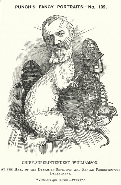 Adolphus Williamson, britischer Polizeibeamter und erster Leiter der Detektivabteilung der Metropolitan Police (Karikatur) von Edward Linley (after) Sambourne