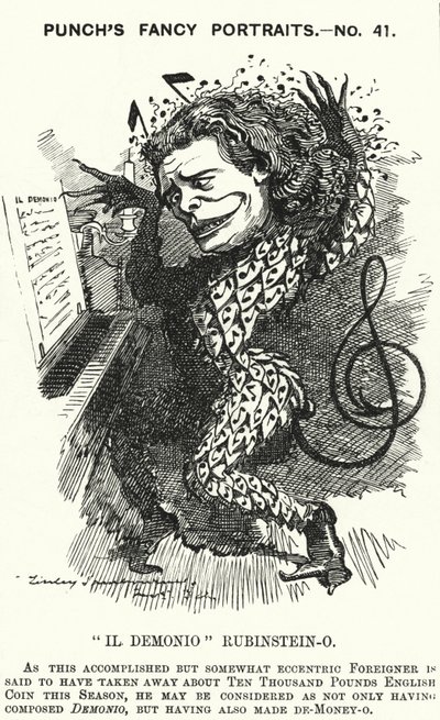 Anton Rubinstein, russischer Pianist, Komponist und Dirigent (Karikatur) von Edward Linley (after) Sambourne