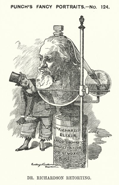 Karikatur von Punch: Benjamin Ward Richardson, englischer Arzt (Stich) von Edward Linley (after) Sambourne