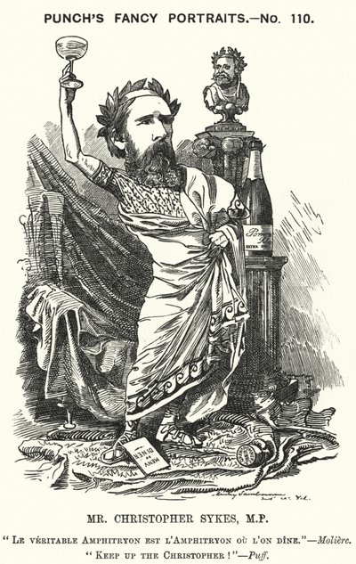 Punch-Karikatur: Christopher Sykes, englischer konservativer Politiker (Gravur) von Edward Linley (after) Sambourne