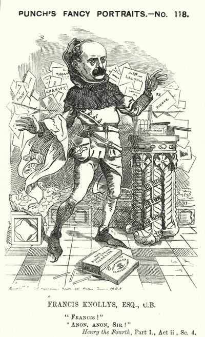 Karikatur: Francis Knollys, Privatsekretär des Prinzen von Wales (Gravur) von Edward Linley (after) Sambourne
