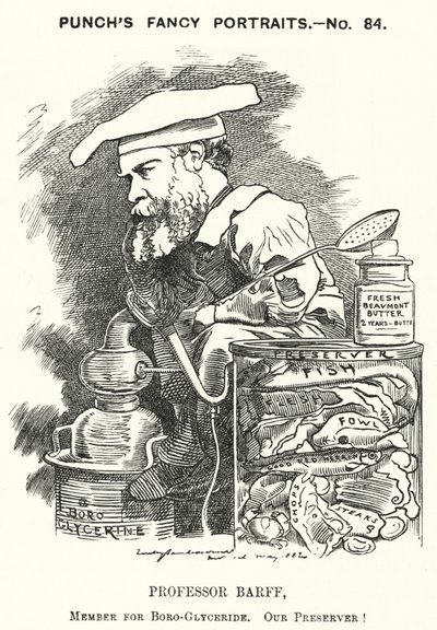 Karikatur: Frederick Settle Barff, englischer Chemiker (Gravur) von Edward Linley (after) Sambourne