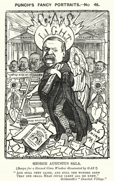 George Augustus Sala, englischer Autor und Journalist (Karikatur) von Edward Linley (after) Sambourne