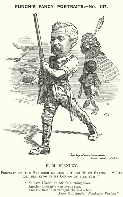 Henry Morton Stanley, walisischer Journalist und Entdecker (Karikatur) von Edward Linley (after) Sambourne