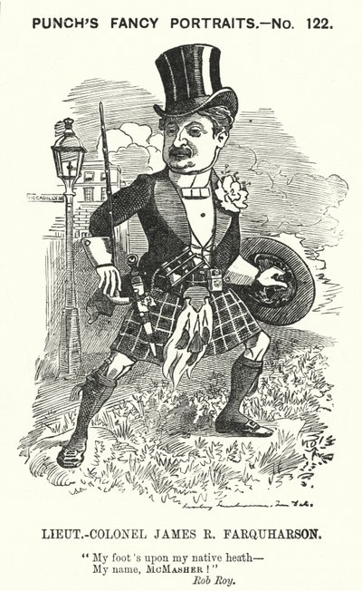 James Ross Farquharson, schottischer Soldat (Karikatur) von Edward Linley (after) Sambourne