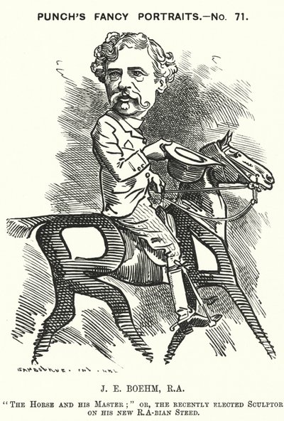 Joseph Edgar Boehm, englischer Bildhauer (Karikatur) von Edward Linley (after) Sambourne