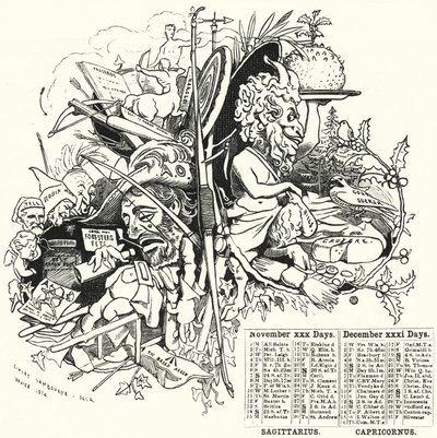 Punch-Karikatur: November und Dezember (Gravur) von Edward Linley (after) Sambourne