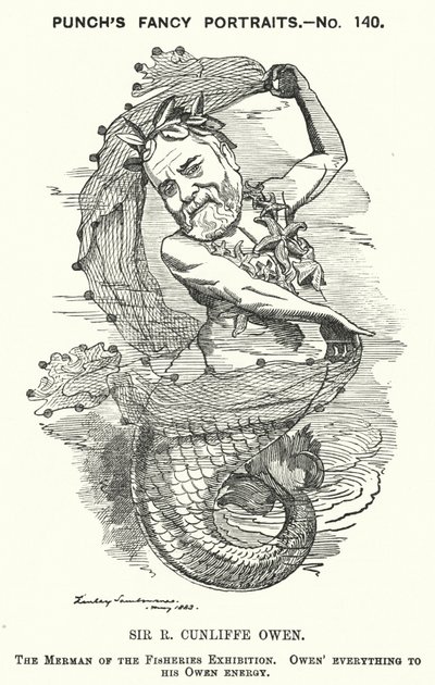 Philip Cunliffe-Owen, britischer Ausstellungsmacher und Direktor des South Kensington Museums, London (Karikatur) von Edward Linley (after) Sambourne