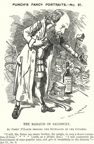 Karikatur: Robert Gascoyne-Cecil, 3. Marquess of Salisbury, englischer konservativer Politiker (Gravur) von Edward Linley (after) Sambourne