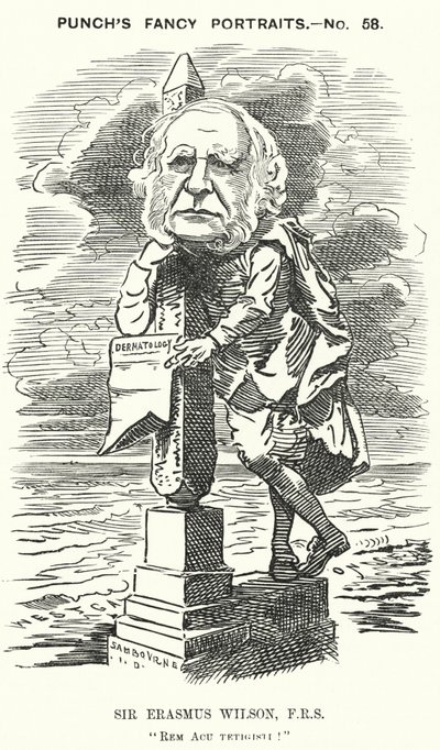 Sir Erasmus Wilson, englischer Chirurg und Dermatologe (Karikatur) von Edward Linley (after) Sambourne