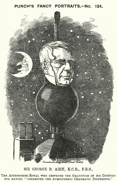 Punch-Karikatur: Sir George Biddell Airy, englischer Astronomer Royal (Stich) von Edward Linley (after) Sambourne