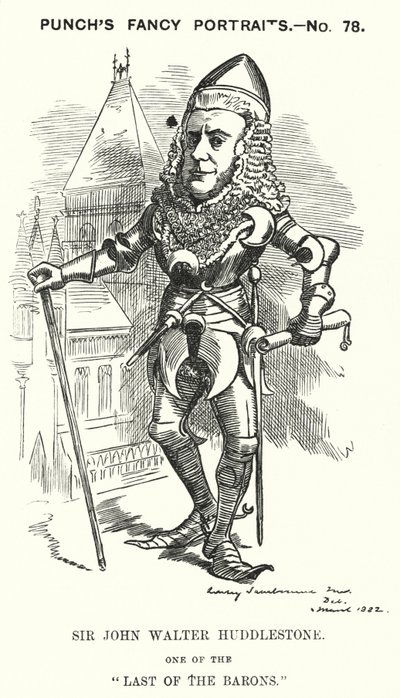 Punch-Karikatur: Sir John Walter Huddleston, englischer Anwalt und Richter (Gravur) von Edward Linley (after) Sambourne