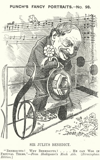 Karikatur von Punch: Sir Julius Benedict, deutschstämmiger Komponist und Dirigent (Stich) von Edward Linley (after) Sambourne