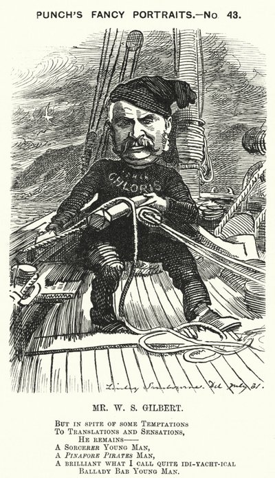 Punch-Karikatur: W. S. Gilbert, englischer Dramatiker und Librettist (Gravur) von Edward Linley (after) Sambourne