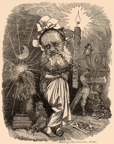 Karikatur von Wilkie Collins (1824-1889) Romanautor von Edward Linley Sambourne