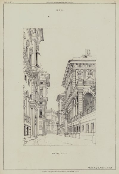 Strada Nuova, Genua, Italien (Lithografie) von Edward William (after) Cooke