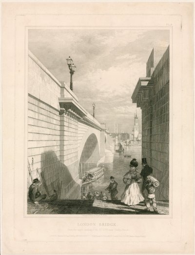 Neue London Bridge von der oberen Landung der Stufen in der Nähe der Tooley Street von Edward William Cooke