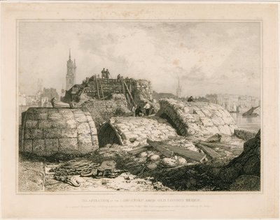 Teil der alten London Bridge, wie sie im Juni 1832 erschien von Edward William Cooke