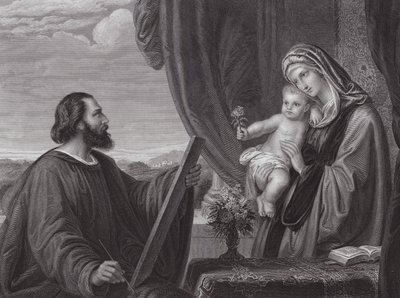 St. Lukas und die Jungfrau (Gravur) von Edward von Steinle