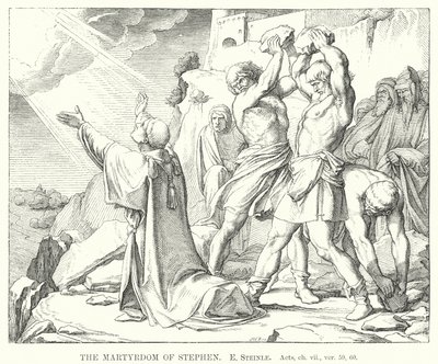 Das Martyrium des Stephanus, Apostelgeschichte, Kapitel VII, Vers 59, 60 von Edward von Steinle