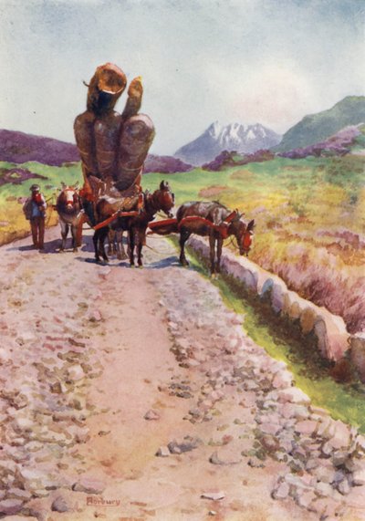 Korsika: Maultiere ziehen Holz von Edwin Arthur Norbury