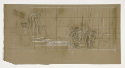Kompositionsstudie für Die Abreise, aus Die Suche nach dem Heiligen Gral (eine Serie von fünfzehn Gemälden für die Boston Public Library, abgeschlossen 1901) von Edwin Austin Abbey