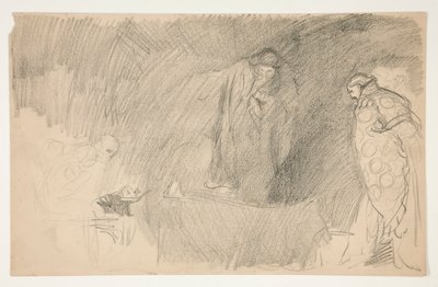 Figur in Ruhe, Skizze für ein unidentifiziertes Shakespeare-Stück von Edwin Austin Abbey