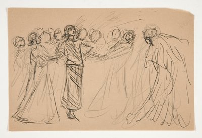 Galahad und die gefangenen Tugenden, Studie für Die Suche nach dem Heiligen Gral (Serie von fünfzehn Gemälden für die Boston Public Library, abgeschlossen 1901) von Edwin Austin Abbey