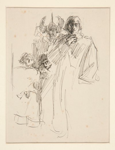 Galahad am Schloss, Studie für Die Suche nach dem Heiligen Gral (Serie von fünfzehn Gemälden für die Boston Public Library, abgeschlossen 1901) von Edwin Austin Abbey