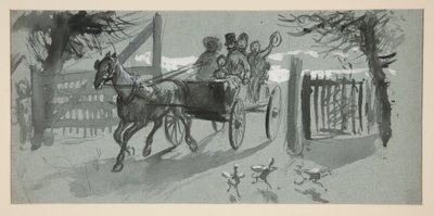 Gruppe von Menschen in einem offenen Wagen - (unidentifizierte Illustration) von Edwin Austin Abbey