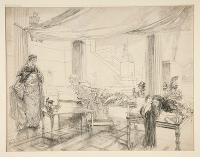 Hermione bittet Polixenes (Studie) - Akt I, Szene II, Der Winter von Edwin Austin Abbey