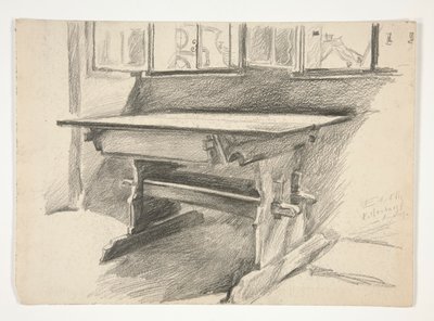 Innenstudie: Rothenburg, Studie eines gotischen Tisches von Edwin Austin Abbey