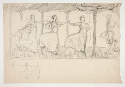 Reihe von tanzenden Frauen - (nicht identifizierte Illustration) von Edwin Austin Abbey
