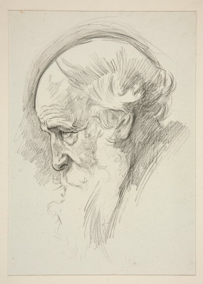 Porträt eines alten bärtigen Mannes im Profil von Edwin Austin Abbey