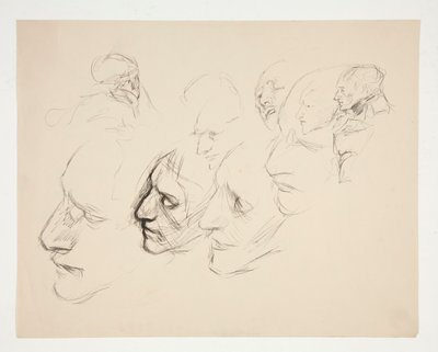 Blatt mit Studien eines einzelnen Gesichts von Edwin Austin Abbey