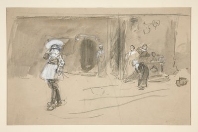 Skizze für eine Illustration für Selections from the Poetry of Robert Herrick (Buch veröffentlicht von Harper 1882, zuvor veröffentlicht in Harper) von Edwin Austin Abbey