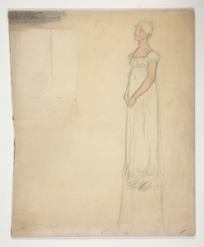 Skizze einer Frau - Kostümstudie für ein Theaterstück? von Edwin Austin Abbey