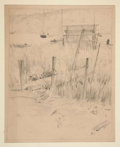 Skizze eines alten Docks, mit Unkraut bewachsen von Edwin Austin Abbey