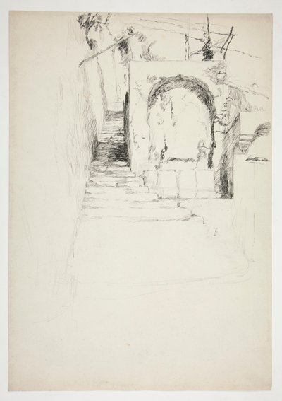 Skizze einer Außentreppe (Italienische Pergola, für Buchillustration) von Edwin Austin Abbey